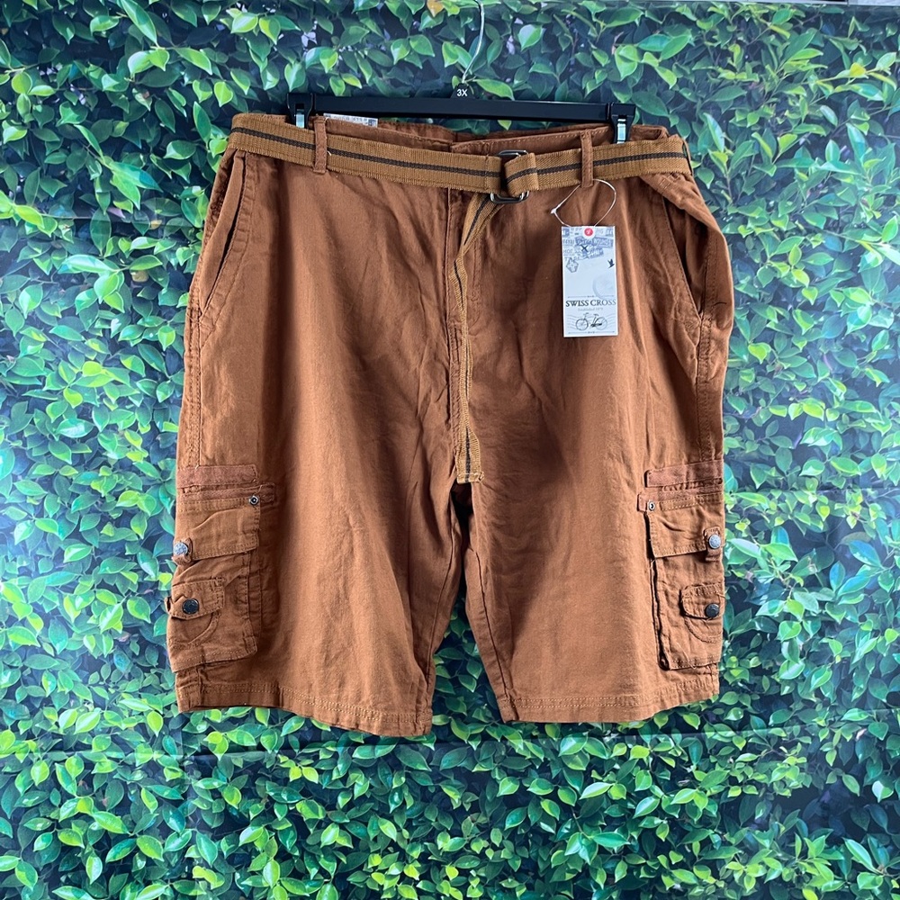 Swiss Cross Size:44 Men’s Cargo Shorts Color: Tobacco Belted Pockets